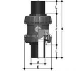 SXEBEV, Guľový spätný ventil Easyfit, ramená z PE 100, SDR 11