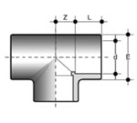 TIV, Odbočka 90°(T-kus), rovnoramenná, ramená spájané lepením, nástavec